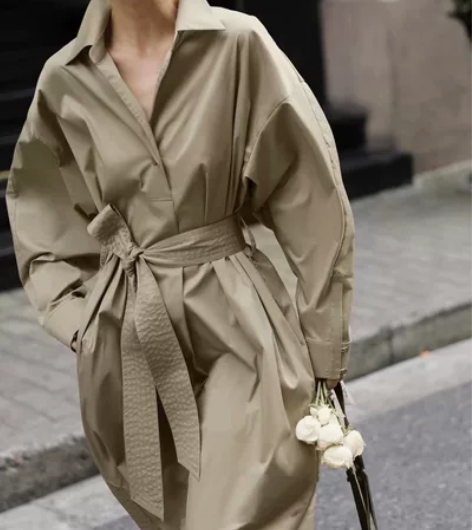 设计感极简风简约百搭不挑身材宽松腰带卡其色...