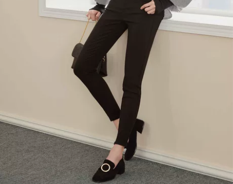 美特斯邦威女装黑色铅笔裤女裤子紧身弹力长裤...