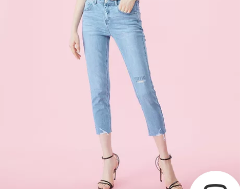 【狂欢价】ONLY夏季新款低腰破洞毛边紧身...