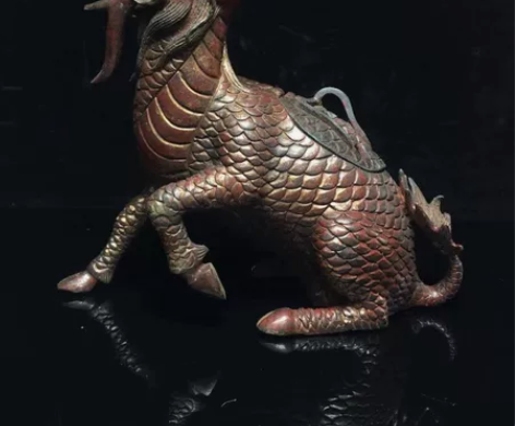 纯铜麒麟熏香炉,工艺精美,包浆厚重,尺寸如...