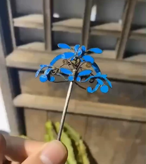 清代传世古董发簪鎏金蝶恋花真品 保存品官造...