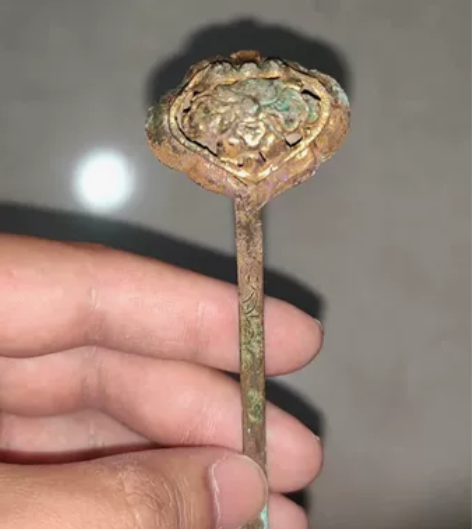 清代银鎏金发饰，镂空簪子，诰命夫人的，级别...