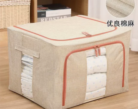 加粗钢架棉麻布艺收纳箱可折叠 防水大储物箱...