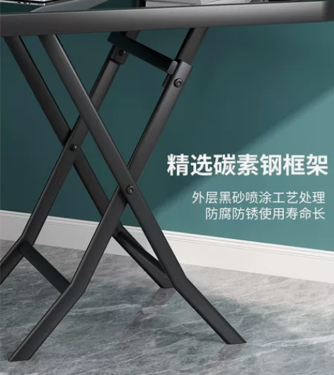 折叠桌简易方桌家用钢化玻璃面餐桌户外阳台圆...