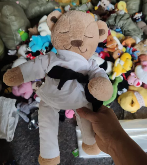 空手道玩具熊高40厘米真道服制做可换洗内有...