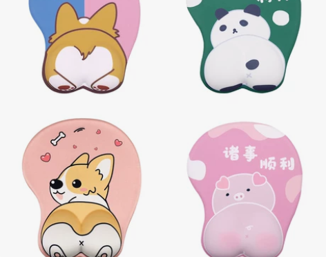 鼠标垫 鼠标垫黑色立体3D趣味可爱日系柯基...