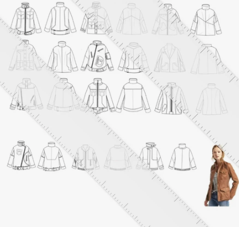 服装夹克、皮衣款式图延伸设计 有原文件 一...