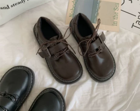 软妹可爱小皮鞋日系圆头女百搭娃娃鞋平底学院...