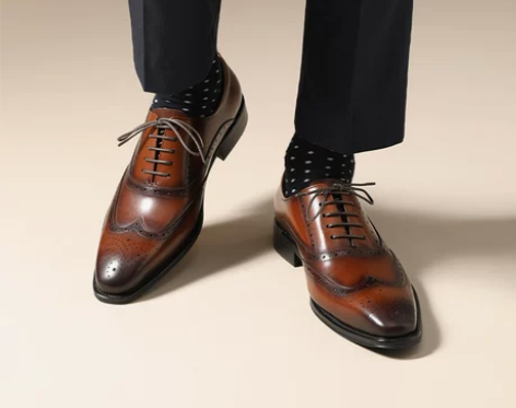 爱革仕男士皮鞋布洛克雕花商务正装牛津鞋男真...