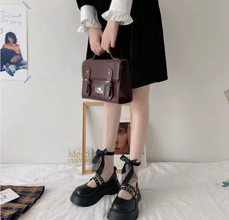 三福厚底玛丽珍鞋女2022秋甜酷系列复古绑...