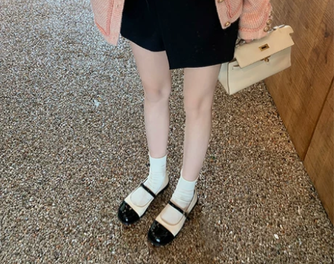 小香风单鞋女夏款方头法式平底浅口小皮鞋低跟...