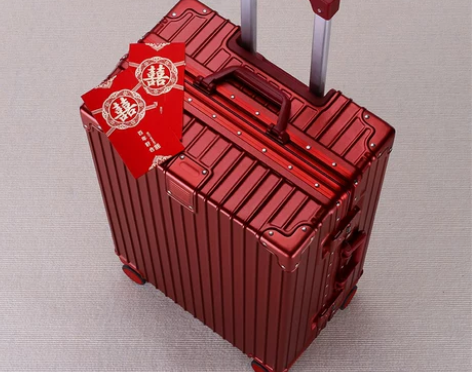 旅行箱 皮箱铝框拉杆箱结婚行李箱女新娘陪嫁...