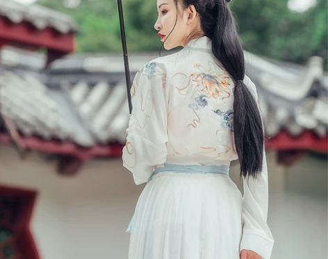 都城南庄 秋昙 短褙子白色绣花原创汉服昙花...