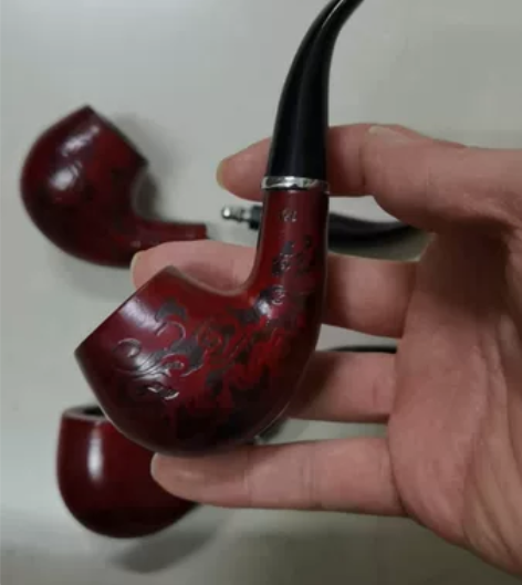 实木喷漆烟斗，塑料过滤芯，可清洗循环使用 ...