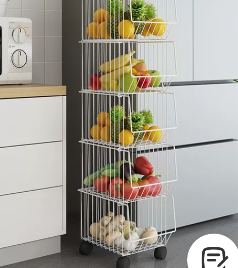 黑色厨房置物架家用锅煲落地多层碗盘放蔬菜水...