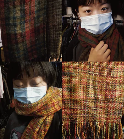 vintage 中古围巾 彩色格子 复古 ...