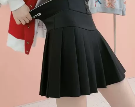 黑色百褶裙秋款2022新秋冬设计感字母收腹...