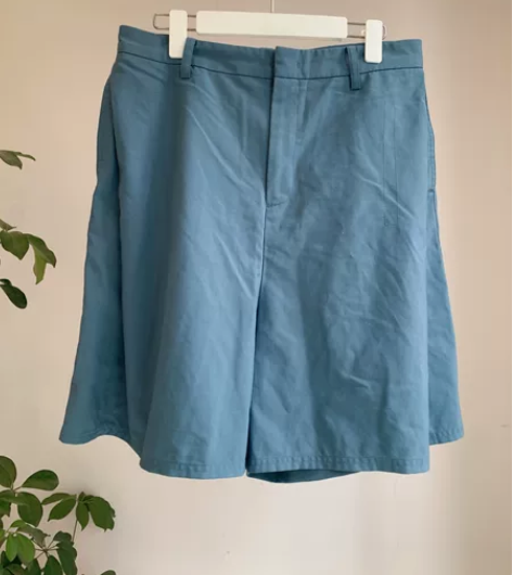 速写夏季男士高级时尚蓝色裙裤中裤设计感宽松...