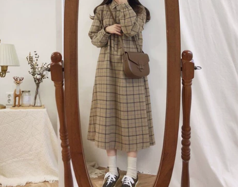 长袖连衣裙女宽松2021春秋新款韩版文艺风...