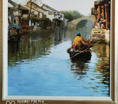 大尺寸艺术家，画家手绘苏绣油画，全新，无痕...