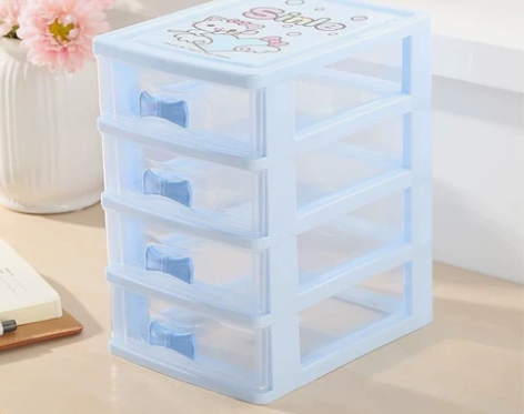 桌面收纳盒抽屉式多层塑料透明可爱小收纳柜文...