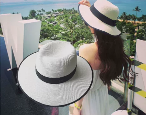 呛口小辣椒夏天m标礼帽女夏季韩版太阳沙滩遮...