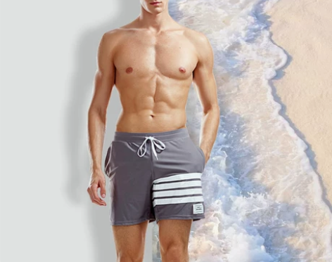 ACEFIT男士泳裤宽松防尴尬平角五分游泳...