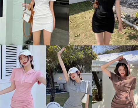 短袖连帽拉链褶皱交叉纯色显瘦连… 感兴趣的...