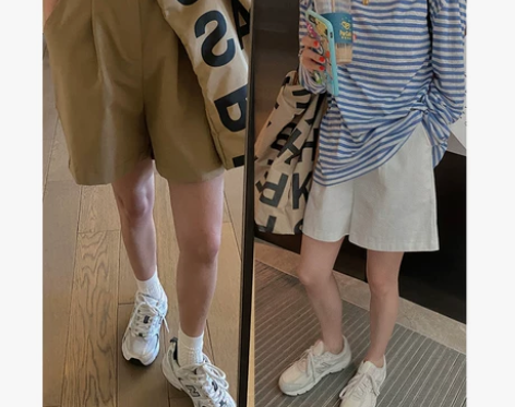 YUKISS卡其小西裤高腰a字西装短裤女五...