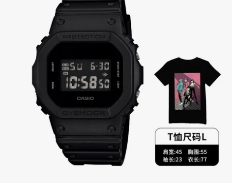 无t恤casio旗舰店DW-5600电子运...