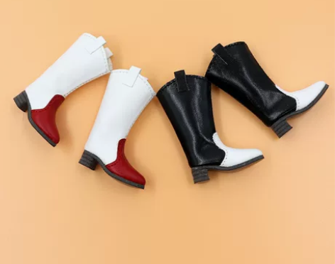 DBS blythe小布娃娃鞋长筒靴撞色皮...