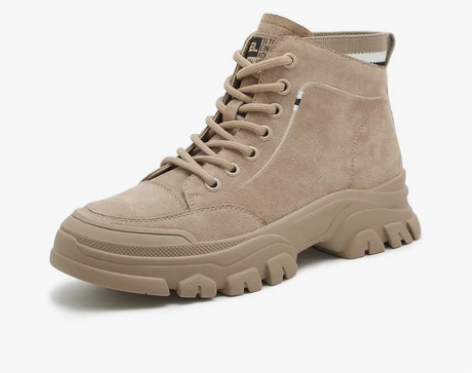骆驼沙漠靴2021年冬加绒单靴厚底高帮鞋英...