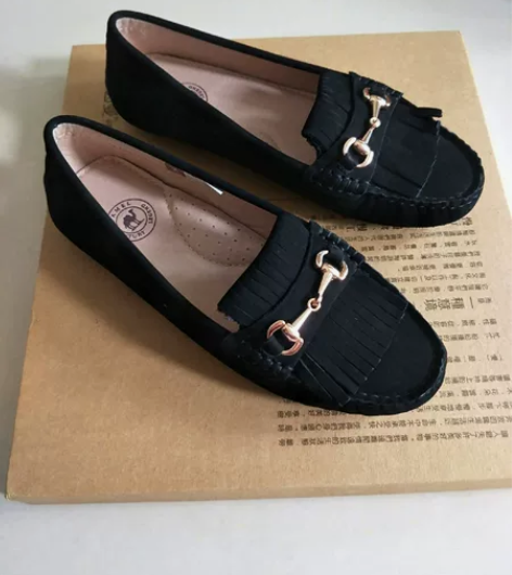 骆驼  黑色 牛皮革 女士休闲鞋  35码...