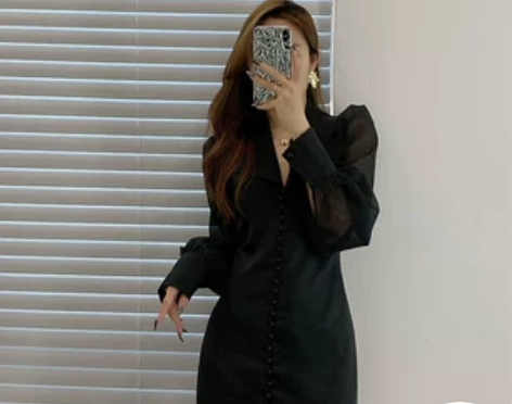 【狂欢价】气质小裙子黑色赫本ins风名媛法...