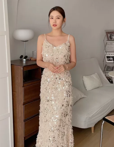 生日私服裙内搭吊带连衣裙女冬季高级感提花刺...