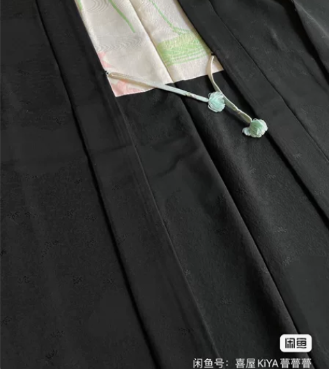 kiya喜屋黑色织线竹叶羽织 材质：正绢哑...