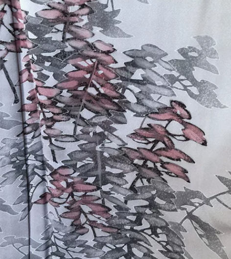 淡灰紫晕染树林访问 材质：正绢哑光 晕染 ...