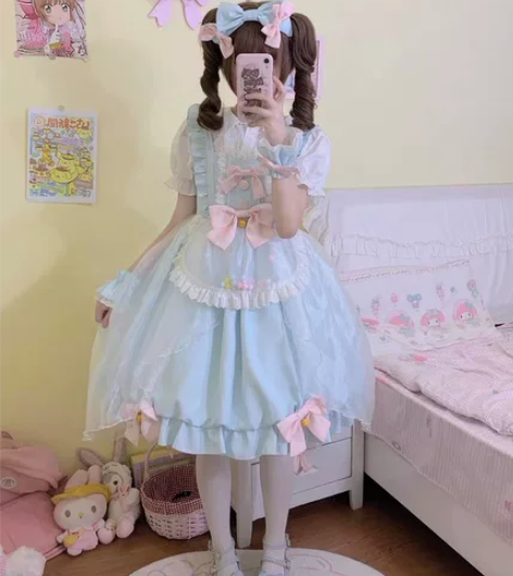奶派甜心酥饼猫原创设计 甜美可爱洛丽塔花苞...