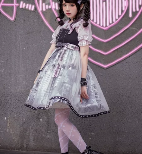 原创小天狗JSK甜心黑甜lolita罩纱甜...