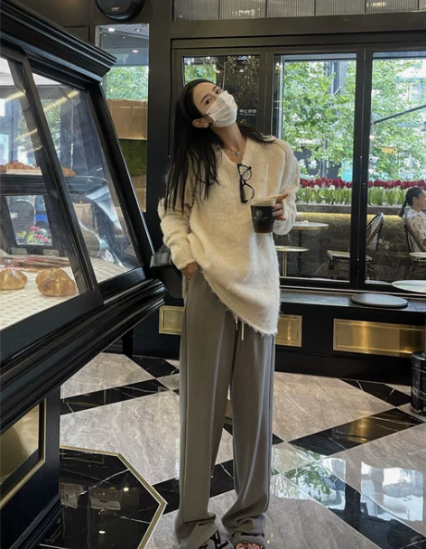 高腰休闲裤 长裤高腰冬裤 拖地裤女秋冬 慵...