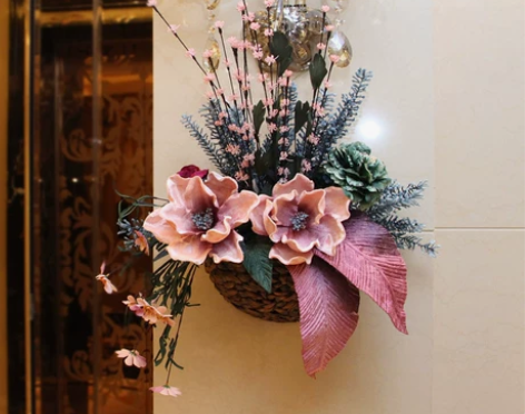 【年货价】欧式田园家居仿真花壁挂花篮花艺套...