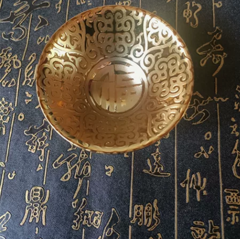 自己收藏的鎏金建盏斗笠杯一个,景德镇工艺,...