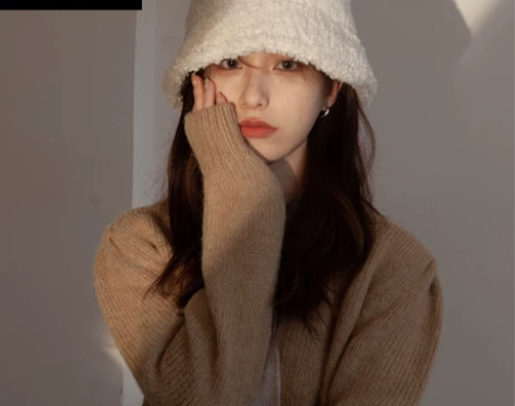 Winnie Lee羊羔毛渔夫帽子女冬季韩...