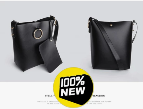 简约款丝带水桶包 通勤手提包单肩包大包很能...