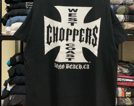 美式复古机车chopper摩托车T恤 感兴...