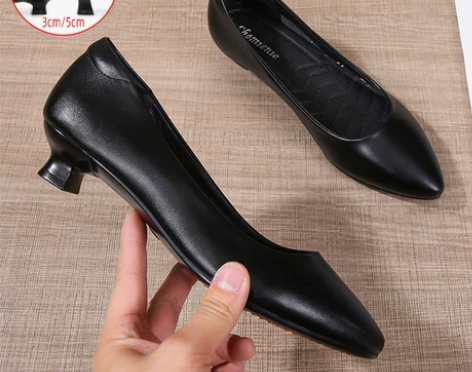 空姐久站不累脚小跟工作鞋女黑色单鞋职业面试...