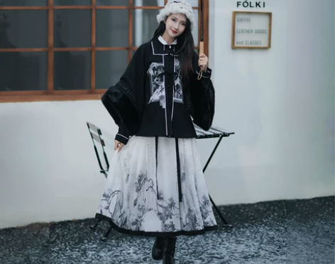 风牵一袖原创汉服[秋时景]明制方领披袄改良...