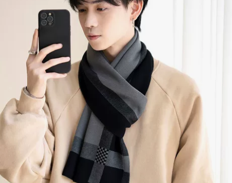 韩版ins高档男士围巾冬季韩版潮百搭简约羊...