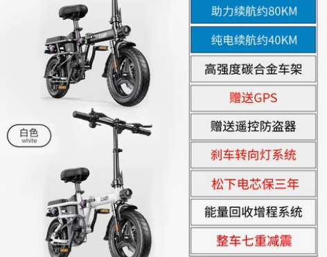 尊尚新国标折叠电动自行车代驾锂电池电瓶车代...