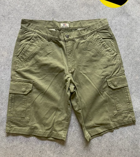 夏季新款男士多兜纯棉短裤 军绿色纯棉耐磨五...